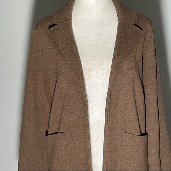 Quince Organic Cottin Knit Blazer Cardigan XS Brown Minimalist Capsule Wardrobe - Picture 13 of 16